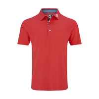 FJ Solid Gingham Trim Men's Polo [RED]