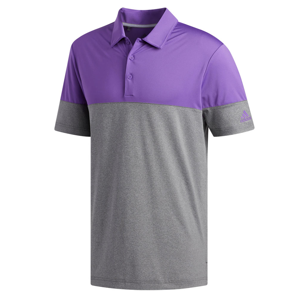 adidas Ultimate365 Heather Blocked Polo - Grey Purple - Adidas Golf