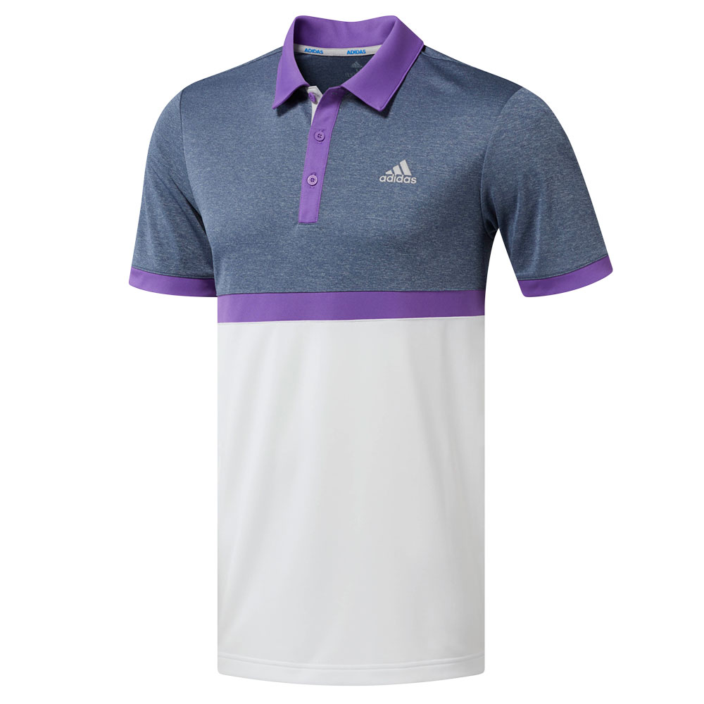 adidas Heather Block Polo - Navy White Purple - Adidas Golf