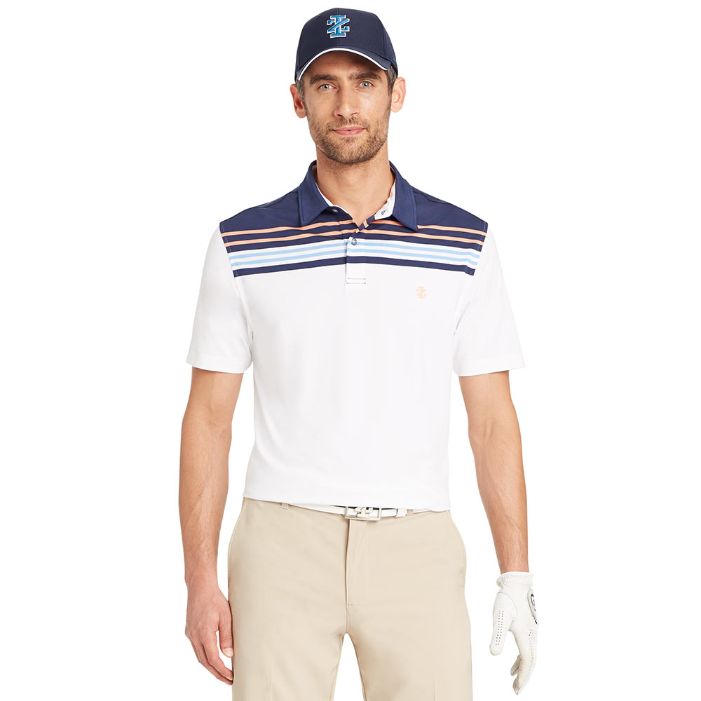 IZOD SS Colourblock Stripe Polo - White - IZOD Golf