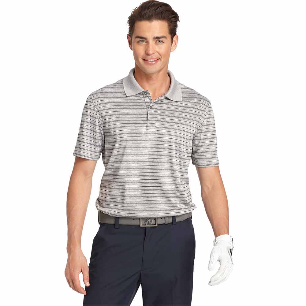 IZOD SS Bump And Run Feeder Stripe Polo - Silver - IZOD Golf