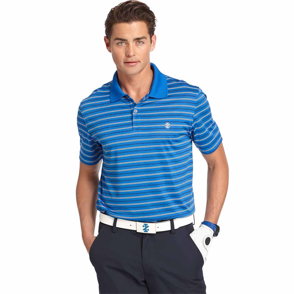 IZOD SS Bump And Run Feeder Stripe Polo - Blue - IZOD Golf