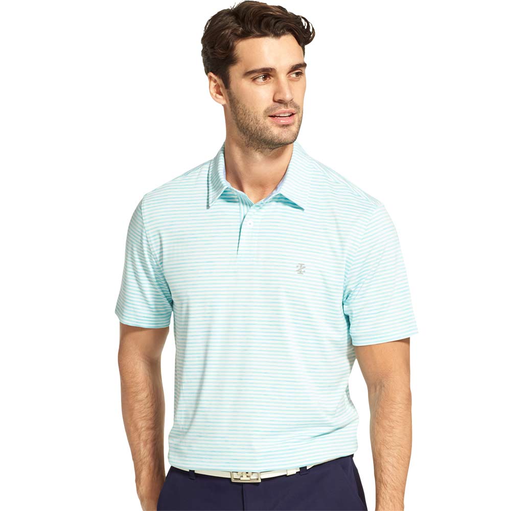 IZOD Greenie Stripe Polo - White Blue - IZOD Golf