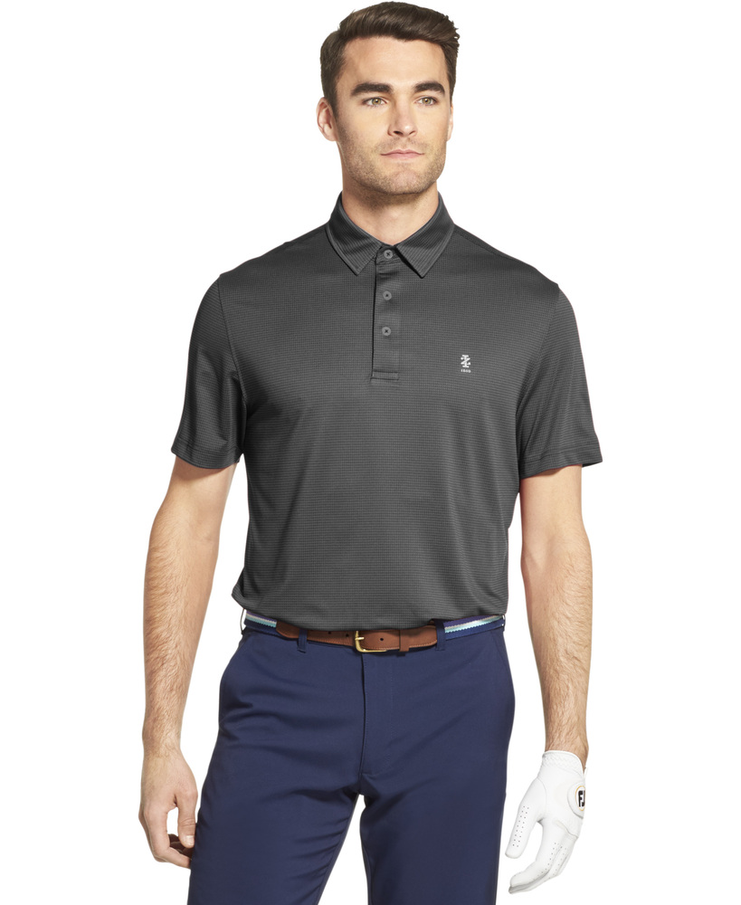 IZOD Fairway Gingham Polo - Black - IZOD Golf