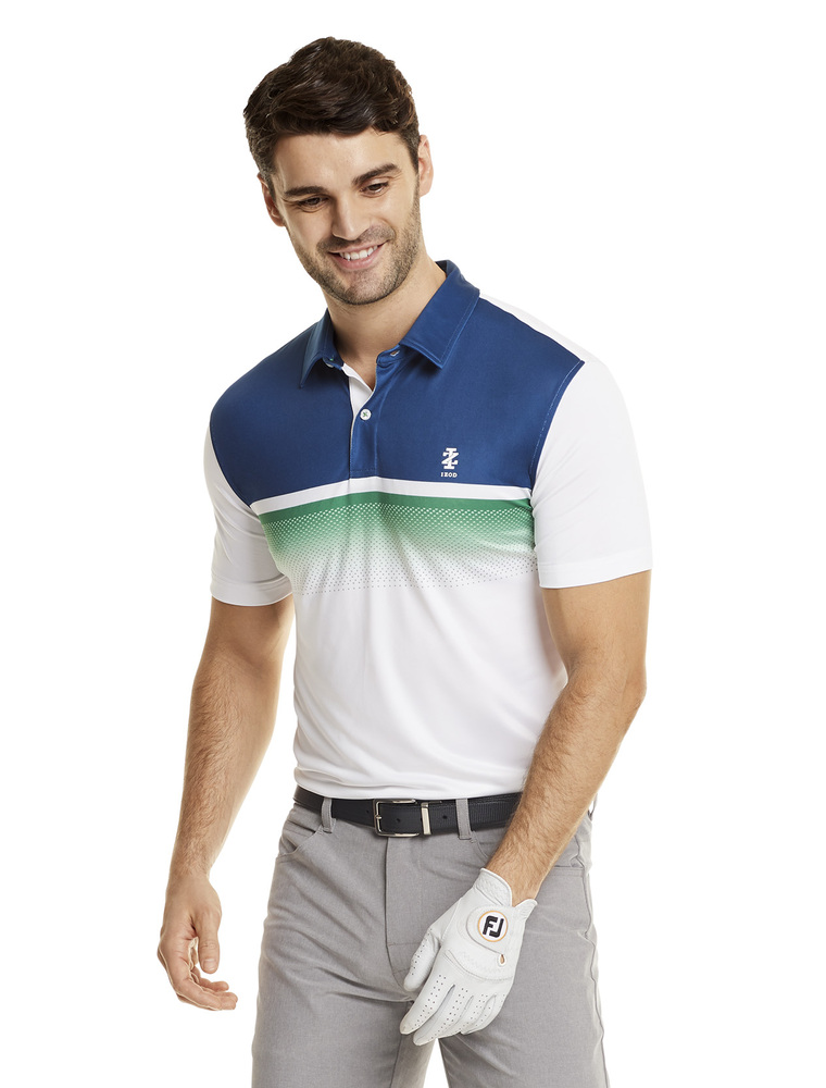 IZOD Printed Stripe Ombre Polo - White - IZOD Golf