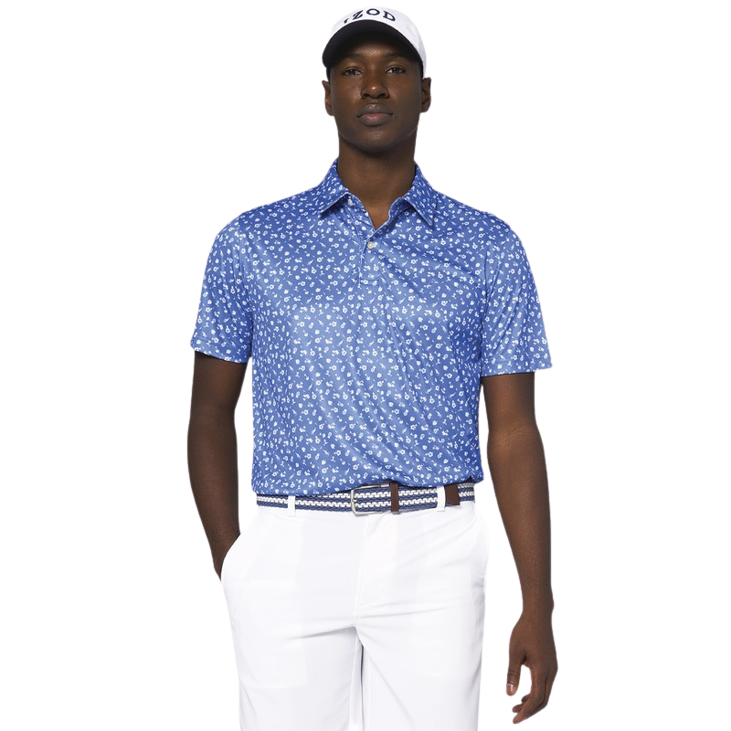 IZOD Micro Print Tropical Men's Polo [BLUE]