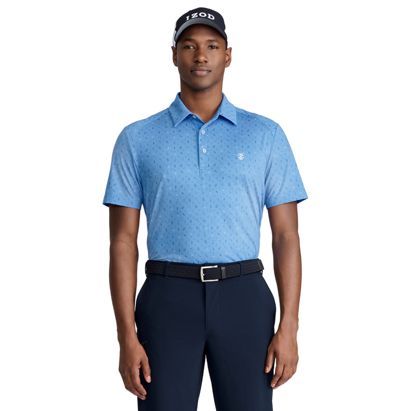 IZOD Micro Print Tropical Golf Polo - Regatta