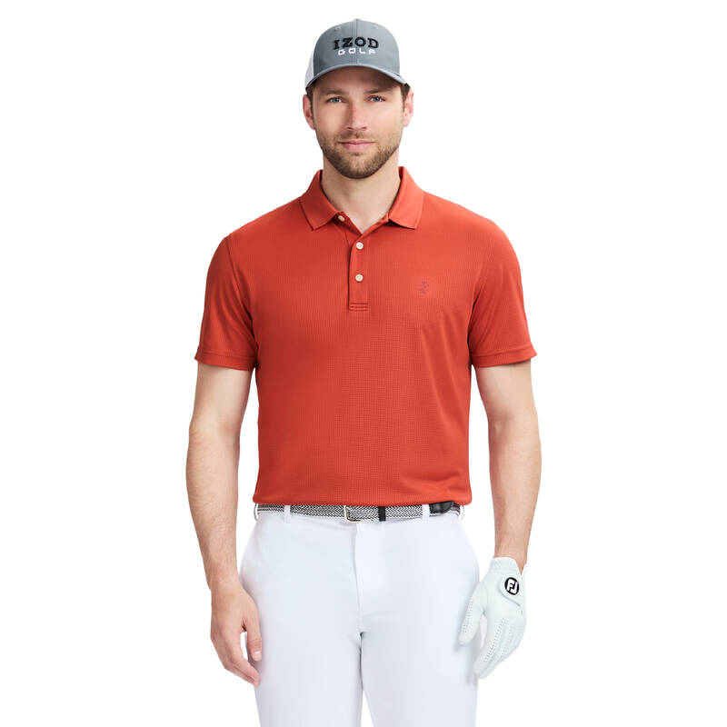 IZOD Performance Golf Grid Men s Polo CINNABAR