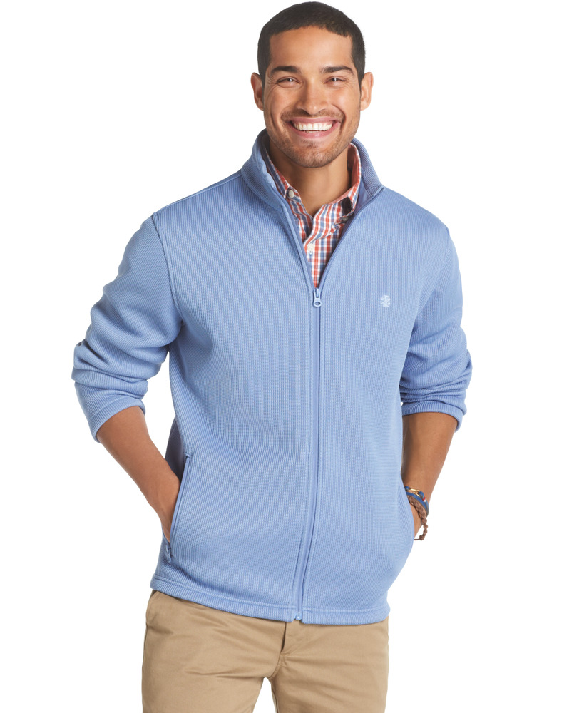 IZOD LS Shaker Fleece Full Zip Jacket Colony Blue Free Delivery Aus Wide Golf World