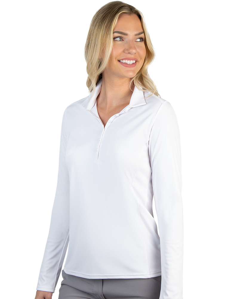 Antigua Ladies Tribute LS Polo - White