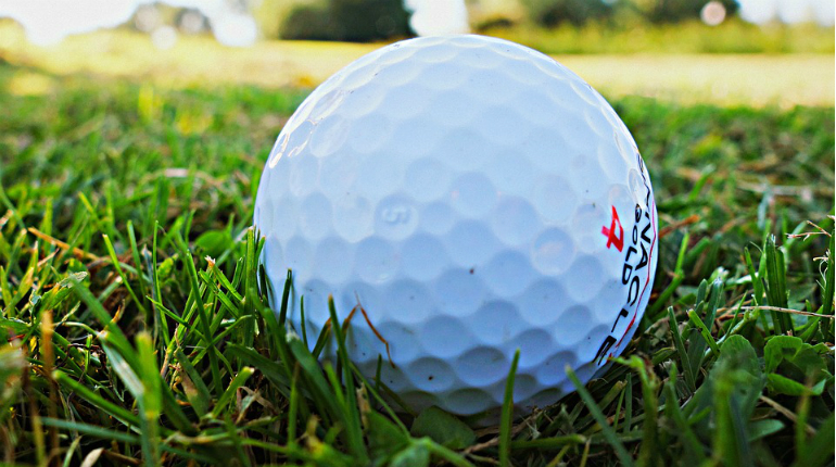 a golf ball in the rough