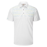 PING Portman Men's Polo - White/Blue Nile