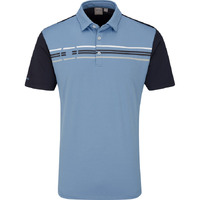 PING Morten Men's Polo - Stone Blue/Navy Multi