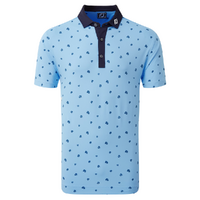 FootJoy Scattered Floral Stretch Pique Polo - True Blue/Navy