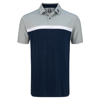 FootJoy Lisle Colour Block Polo - Heather Grey/White/Navy