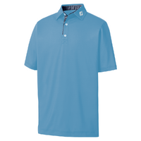 FootJoy Stretch Pique Solid Gingham Trim Polo - True Blue