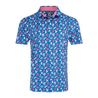 FJ Jungle Leaves Print Men's Polo [SAPPHIRE]