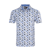 FJ Jungle Leaves Print Men's Polo [WHT/BLY/NVY]