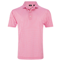 FJ Houndstooth Geo Print Men's Polo [PNK LEM]