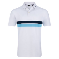 FJ Double Chest Band Men's Polo [WHT/SKY]