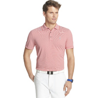 IZOD SS Greenie Feeder Stripe Polo - Polish Red