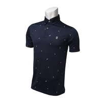 IZOD SS Preppy Golfer Print Polo - Peacoat