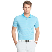 IZOD SS Poly Feeder Stripe Polo (Fashion Colors) - Blue Aquarious