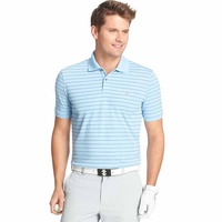 IZOD SS Mesh Textured Stripe Polo - Light Blue
