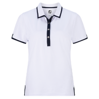 FootJoy Women's Stretch Pique Trim Polo - White/Navy