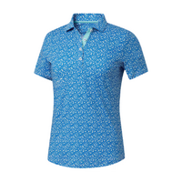 FJ Floral Print Short Sleeve Women's Shirt [WHT/BLU/AQU]