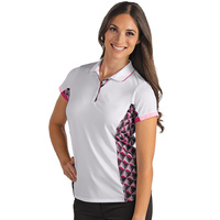 Antigua Ladies SS Tiki Polo - White Rose