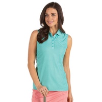 Antigua Pearl Ladies Sleeveless Polo - Aegean