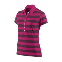 Nike Ladies Rugby Stripe Polo - Fireberry