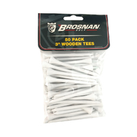 Brosnan Golf 3" Wooden Golf Tees - 50 Pack (White)