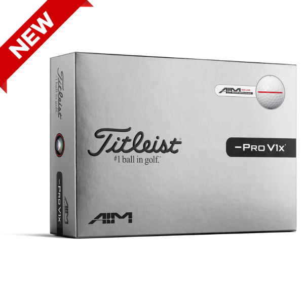 Titleist Pro V1x Left Dash AIM Performance Balls [WHT/RED][DOZEN]
