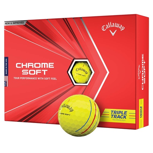 New Callaway Chrome Soft Triple Track Yellow Golf Balls