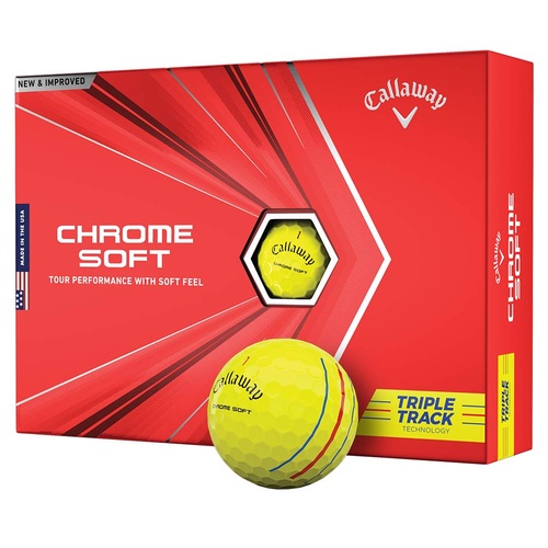 New Callaway Chrome Soft Triple Track Yellow Golf Balls