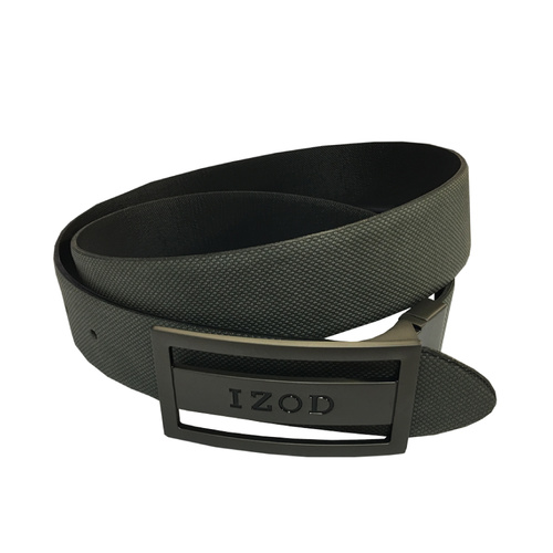 Izod Textured Reversible Cutout Plaque Belt - Grey/Black [Size: 34]