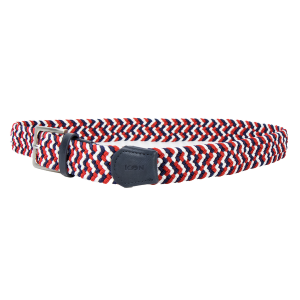Prosimmon Icon Three Tone Braided Belt [BLU/WH/RED] [Size: M]