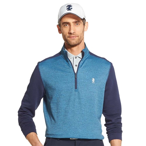 IZOD Long Sleeve 1/2 Zip Ribbed Jacket - Peacoat [Size:Small]