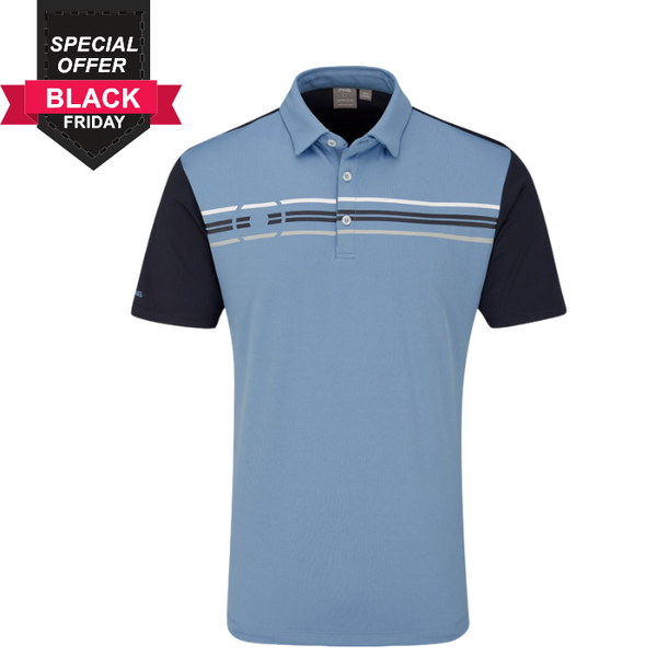 PING Morten Men's Polo [STONE BLUE/NAVY][S]