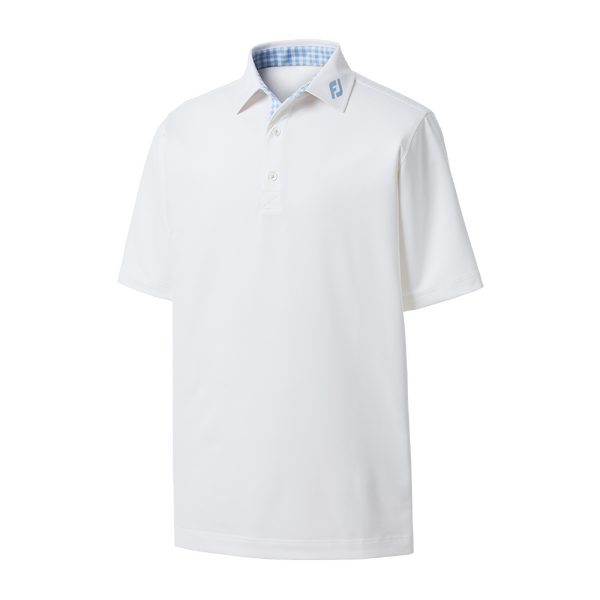 FJ Gingham Trim Men's Polo [White] [Size: M]