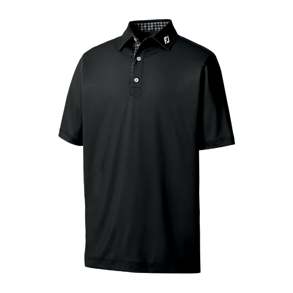 FJ Gingham Trim Men's Polo [Black] [Size: XL]