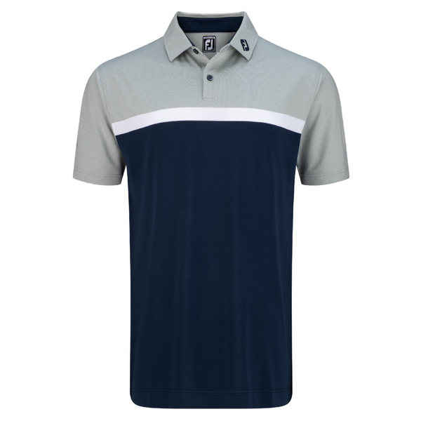 FootJoy Lisle Colour Block Polo - Heather Grey/White/Navy