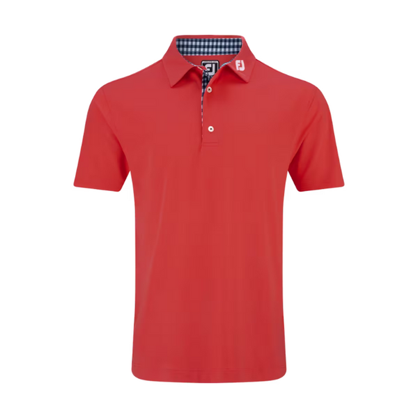 FJ Solid Gingham Trim Men's Polo [RED][M]