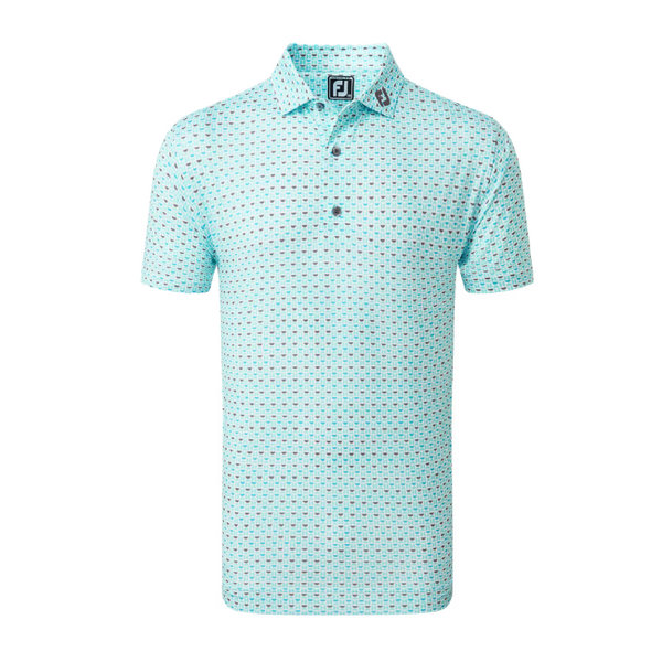 FJ Half Moon Geo Men's Polo [WHT/AQU/BLU][M]