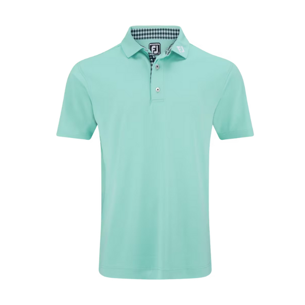 FJ Solid Gingham Trim Men's Polo [AQUA][XL]
