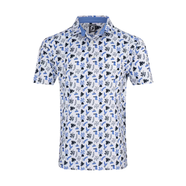 FJ Jungle Leaves Print Men's Polo [WHT/BLY/NVY][S]