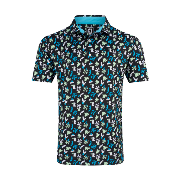 FJ Jungle Leaves Print Men's Polo [BLK/WHT/PGR][S]