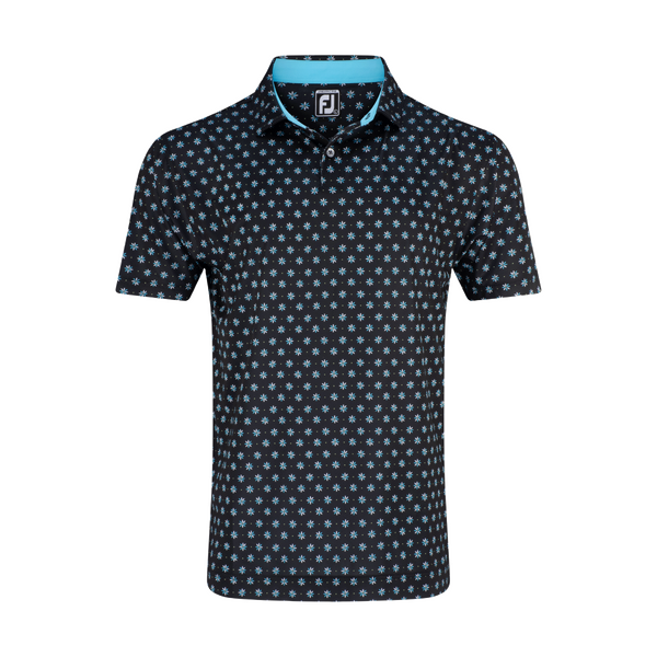 FJ Flower Foulard Print Men's Polo [BLACK][S]